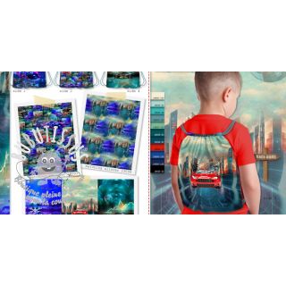 Tissu déco KIDS BACKPACK Awesome cars PANEL
