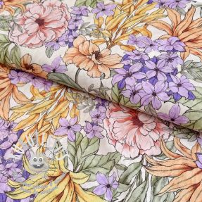 Tissu coton VOILE Pastel flowers digital print