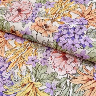 Tissu coton VOILE Pastel flowers digital print