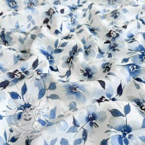 Viscose DOBBY Flowers blue digital print