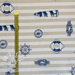 Tissu déco premium Lighthouse anchor stripe