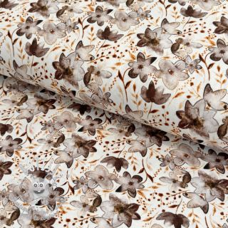 Jersey VISCOSE LYCRA HEAVY Small fowers taupe digital print