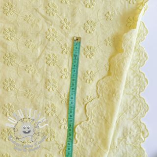 Tissu coton VOILE Embroidery flowers yellow