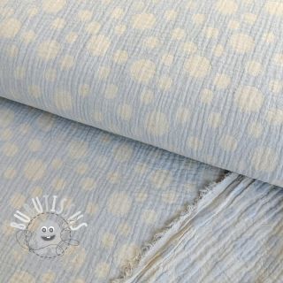 Tissu double gaze/mousseline JACQUARD Dots light blue