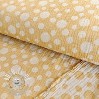 Tissu double gaze/mousseline JACQUARD Dots dark yellow