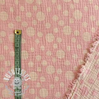 Tissu double gaze/mousseline JACQUARD Dots pink