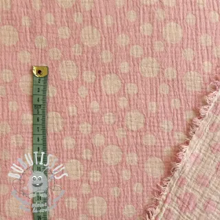 Tissu double gaze/mousseline JACQUARD Dots pink