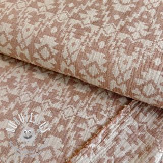 Tissu double gaze/mousseline JACQUARD Aztec cognac