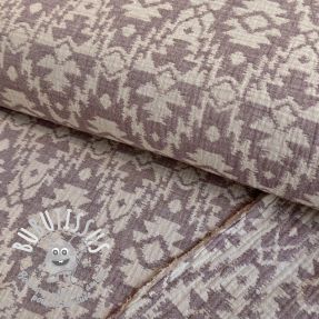 Tissu double gaze/mousseline JACQUARD Aztec aubergine