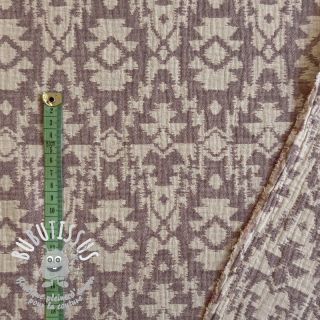 Tissu double gaze/mousseline JACQUARD Aztec aubergine