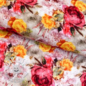 Tissu double gaze/mousseline Flower garden design B digital print