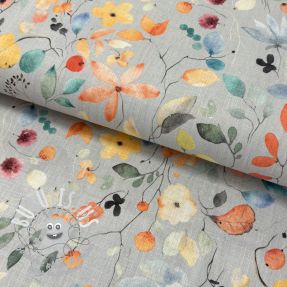 Tissu mélange lin et cotton Pretty florals deisgn B digital print