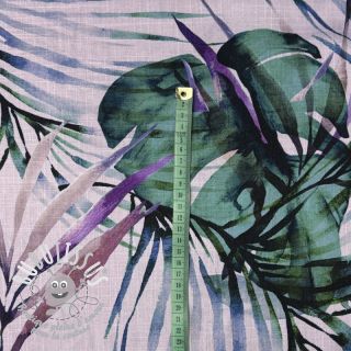 Viscose lin Tropical leaves purple digital print