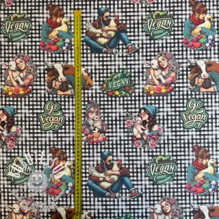 Tissu déco Vegan black check digital print
