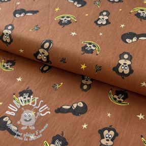 Tissu coton Monkeys Snoozy brick