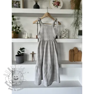 Tissu double gaze/mousseline Double sided CHECKS MINI grey