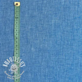 Tissu mélange lin et cotton Fishbone cobalt