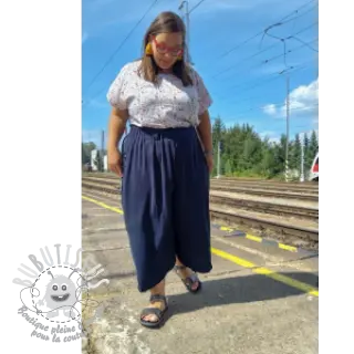 Viscose lin CRINCLE navy