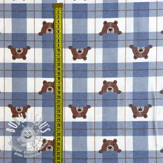 Tissu coton FLANNEL Bear check jeans