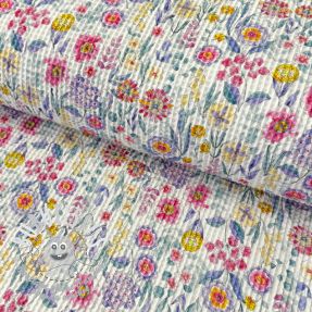 Tissu nid d’abeille Flowers digital print