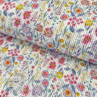 Tissu nid d’abeille Flowers digital print