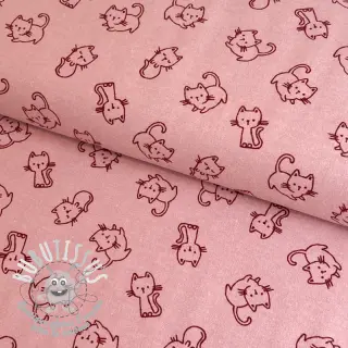 Tissu coton FLANNEL Cats old rose