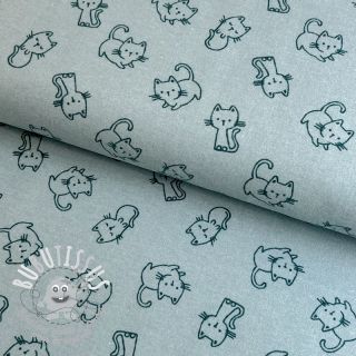 Tissu coton FLANNEL Cats mint