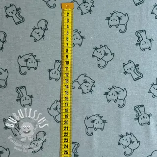 Tissu coton FLANNEL Cats mint