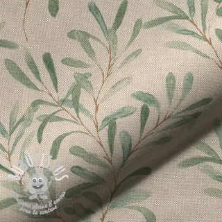 Tissu déco Linenlook Misletoe Painted Leaf