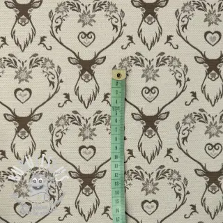 Tissu déco jacquard DOUBLE FACE Landhaus Deer Heart taupe