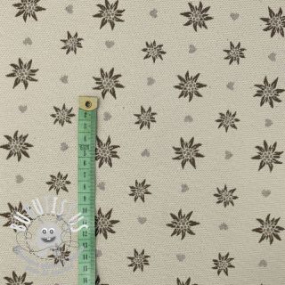 Tissu déco jacquard DOUBLE FACE Landhaus Edelweiss taupe