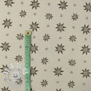 Tissu déco jacquard DOUBLE FACE Landhaus Edelweiss taupe