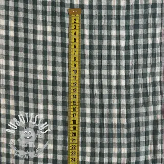 Tissu double gaze/mousseline Double sided CHECKS MINI cyan