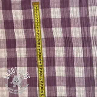 Tissu double gaze/mousseline Double sided CHECKS MINI grape
