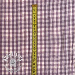 Tissu double gaze/mousseline Double sided CHECKS MINI grape