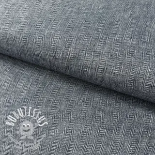 Tissu mélange lin et cotton Fishbone navy