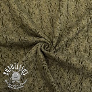 Tissu tricot Jacquard CABLE camo green