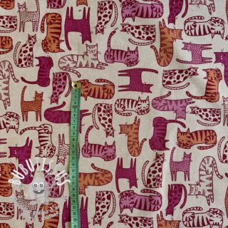 Tissu déco Linenlook Cat Wildlife Art pink