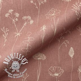 Tissu déco Linenlook Fine Fragile Flower old rose