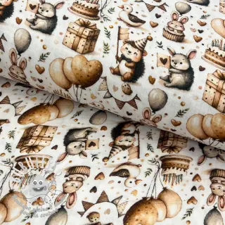 Tissu double gaze/mousseline Cuties design D digital print