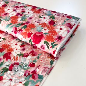 Viscose SATIN Red flowers digital print