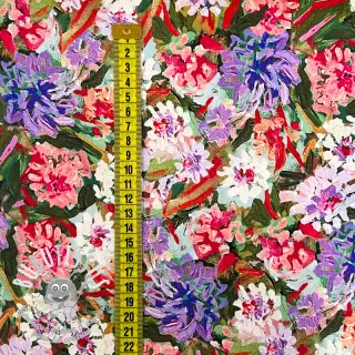 Viscose SATIN Old fashion flowers digital print