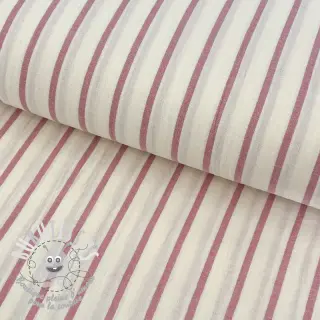 Tissu double gaze/mousseline YARN DYED Thin strip mauve