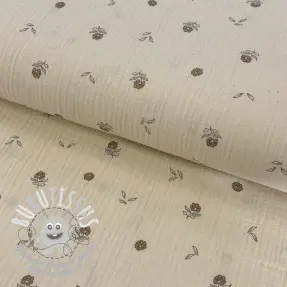 Tissu double gaze/mousseline Flowers SIMPLY NATURAL digital print ORGANIC