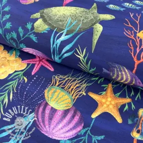 Tissu déco premium Underwater sea life digital print