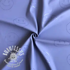 Raincoat fabric Happy faces purple