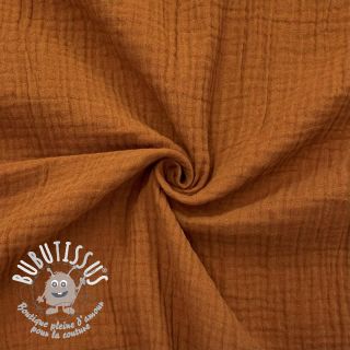 Tissu double gaze/mousseline cognac