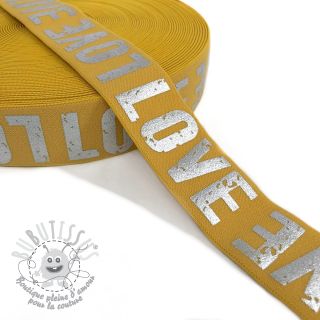 Élastique lisse 3,5 cm LOVE ochre