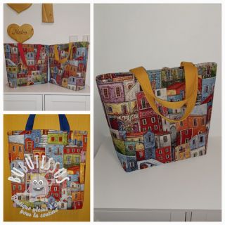 Tissu déco GOBELIN PREMIUM Happy colourful village