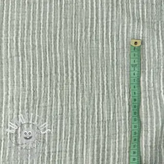 Tissu double gaze/mousseline YARN DYED Stripes old green